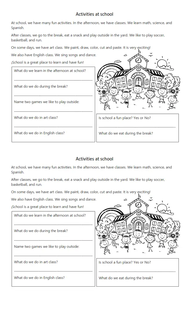 activities at school